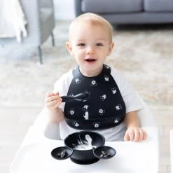 Bumkins Silicone Bib - Mickey Mouse Faces B+W -Baby Care Shop Bumkins Silicone Bib Mickey Mouse Faces BW bk3052 305274 09773.1687298020