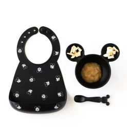 Bumkins Silicone Bib - Mickey Mouse Faces B+W -Baby Care Shop Bumkins Silicone Bib Mickey Mouse Faces BW bk3052 305275 92469.1687298014