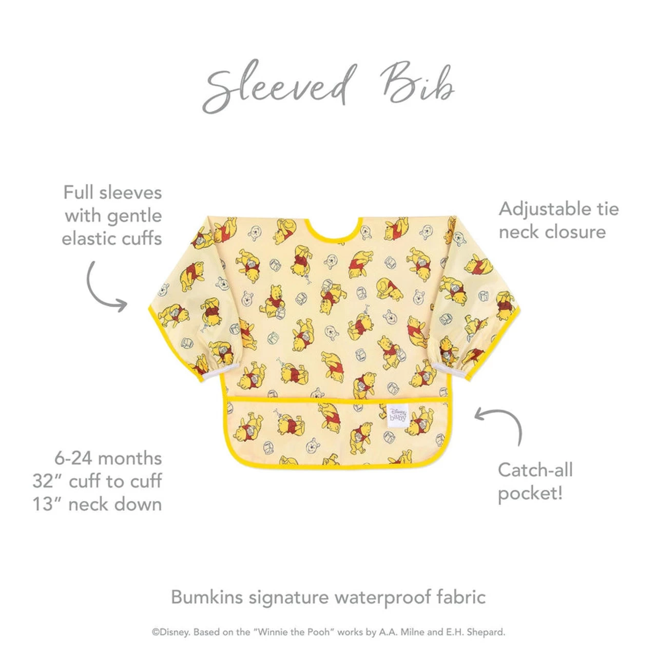 Bumkins - Sleeved Bib - Winnie Loves Hunny 2 Bumkins - Sleeved Bib - Winnie Loves Hunny - Image 2