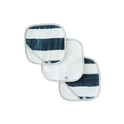 Little Unicorn Cotton Wash Cloth 3 Pack Navy Stripe