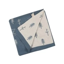 Red Caribou Knitted Double Sided Blanket Camp Night Blue Mirage