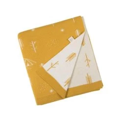 Red Caribou Knitted Double Sided Blanket Camp Night Nugget Gold