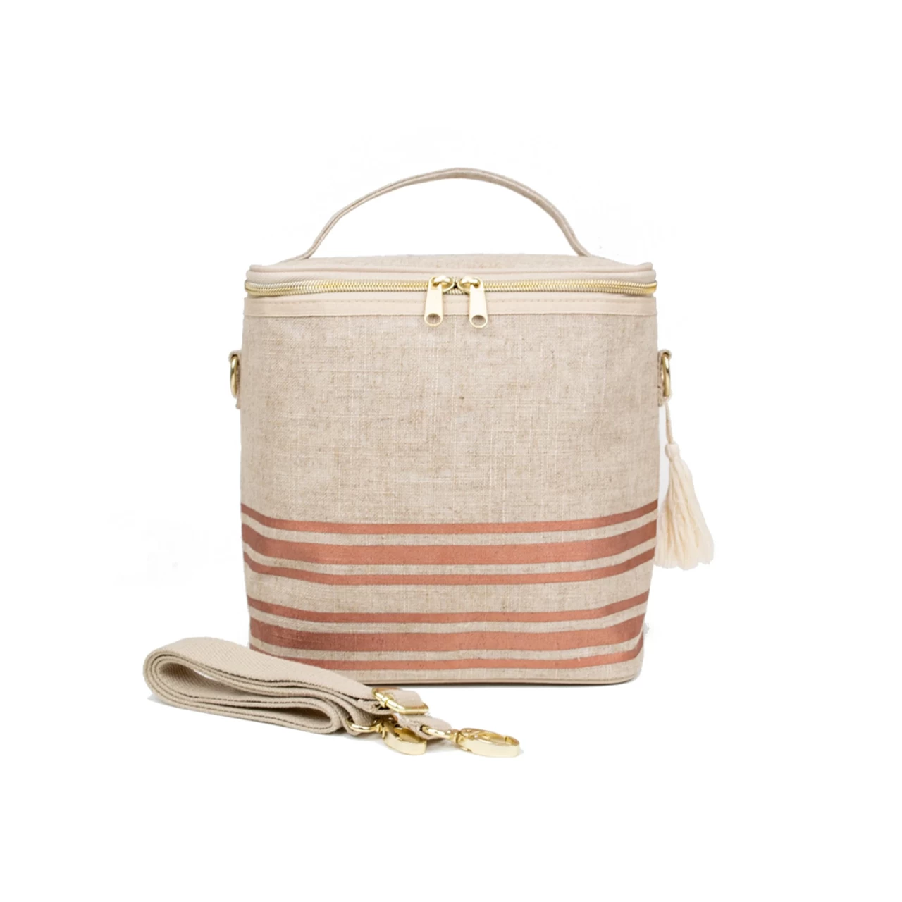 SoYoung Large Cooler Bags Rose Gold Horizontal Stripe 1 SoYoung Large Cooler Bags Rose Gold Horizontal Stripe